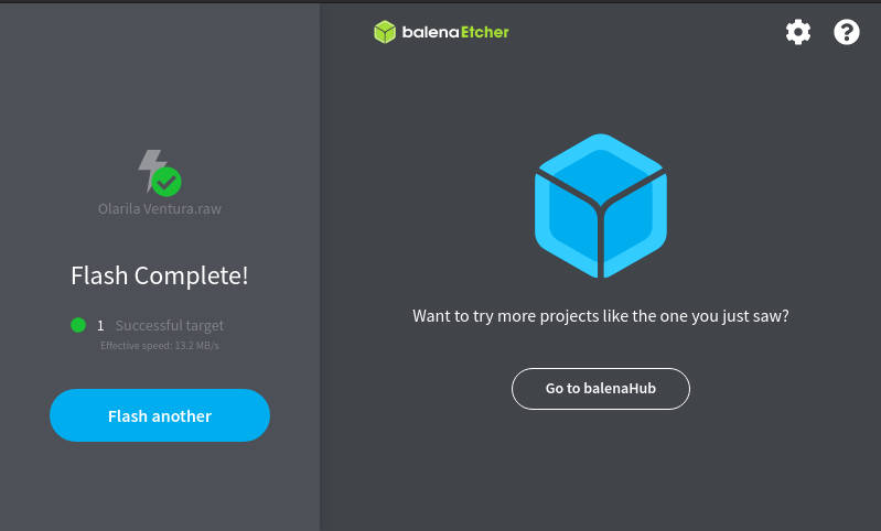 Imagem da tela do Balena Etcher